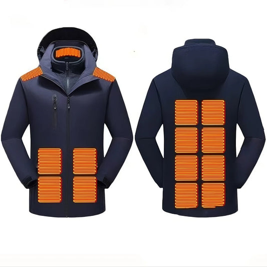 15 Heating Zones Heated Jacket, Carbon Fiber Rapid Warm Coat, Waterproof Machine Washable Thermal Jacket for Outdoor