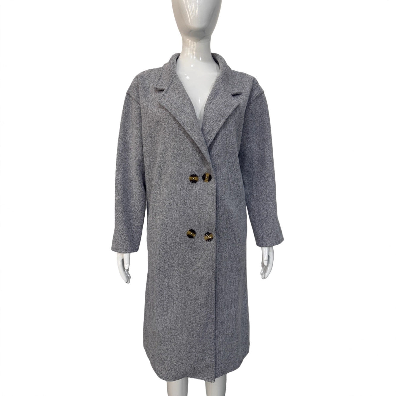 Women's Mid-Length French Hepburn Style Retro Slim Wool Coat