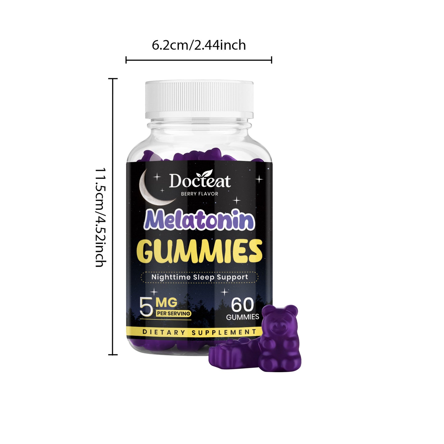 Docteat Sleep Gummies - Natural Sleep Support with GABA & L-Theanine, Non-Habit-Forming, Gentle Nighttime Relief for Restful Sleep & Morning Refreshment