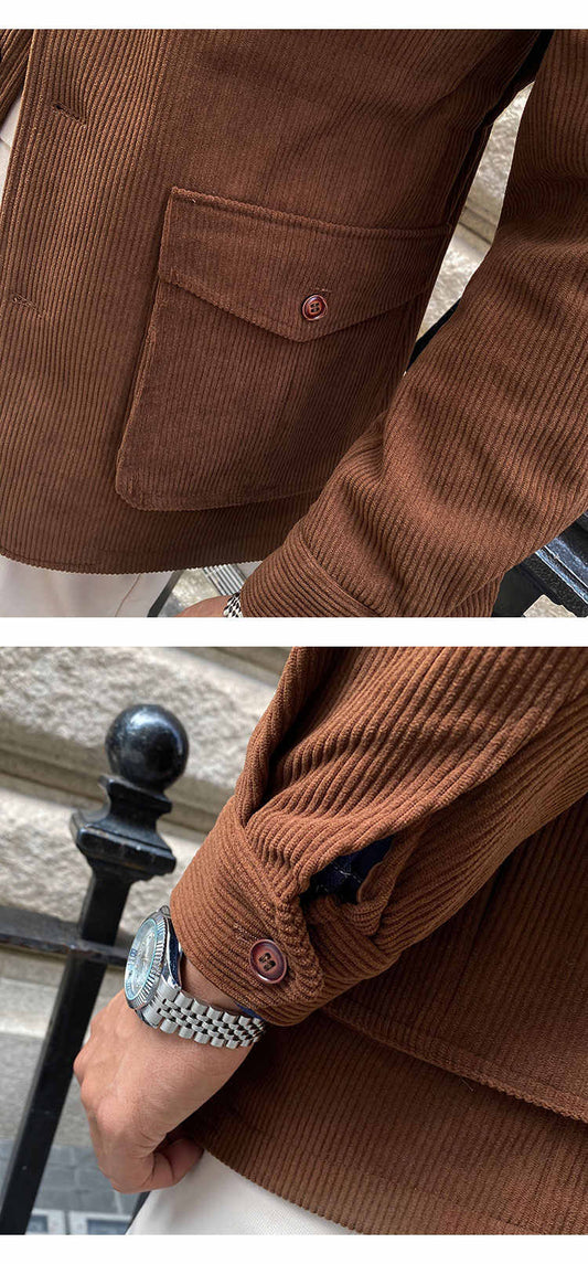 Corduroy jack voor heren, dik, casual en slank