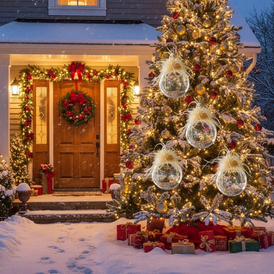 4PCS Set 4.7in Christmas Glass Ball Ornaments For Wall Hanging Tree Holiday Home Decorations