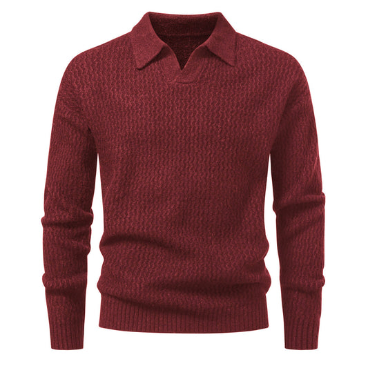 Men's Solid Color Turtleneck Sweater Cable Knit Long Sleeve Top