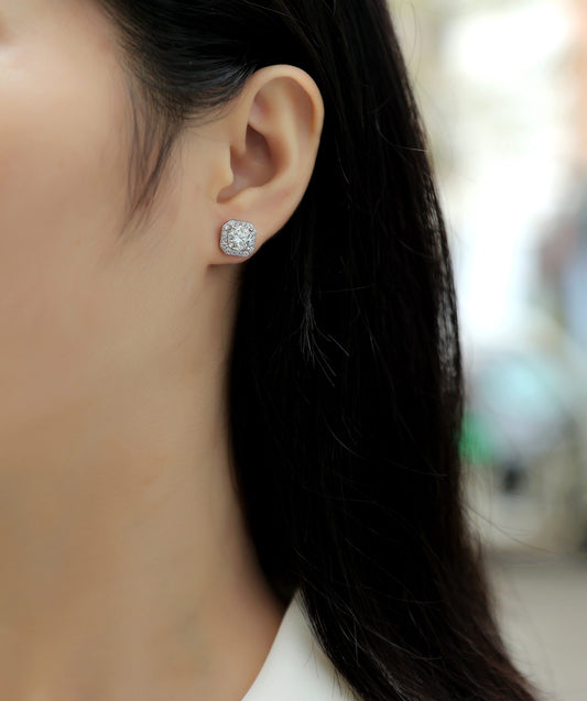 De roos in het hart - oorbellen met 1 karaat topkwaliteit Moissanite S925, zilveren en platina vergulde oorbellen, een modieus en trendy accessoire dat kan worden getest met een diamantpen