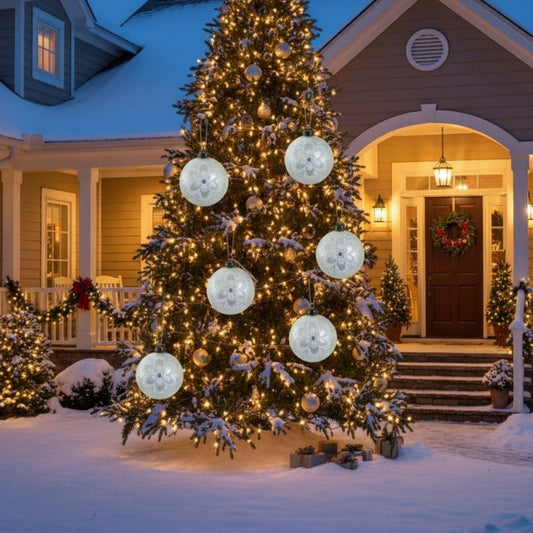 6PCS Set 3.9in Christmas Glass Ball Ornaments Tree Hanging Decor Holiday Home Party Set