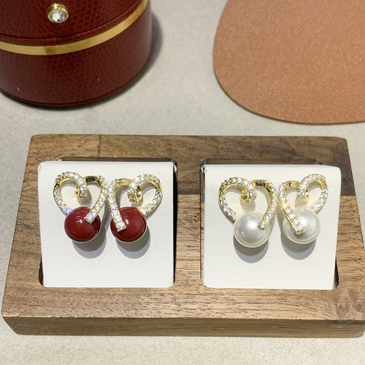 Franse retro parel zirkoon oorbellen