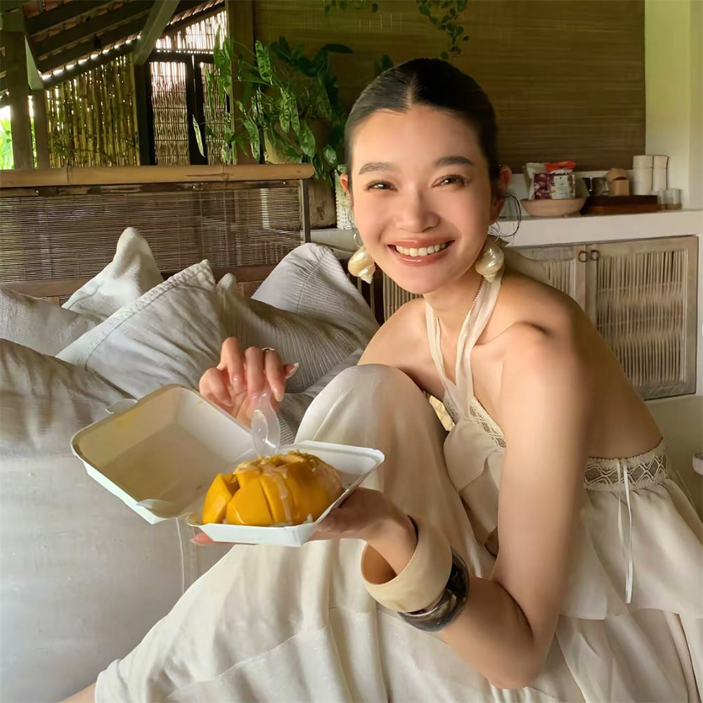 Simple Natural Conch Fringe Earrings Women's French Retro Baroque