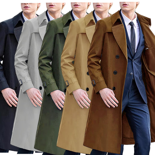 Effen lange trenchcoat voor heren