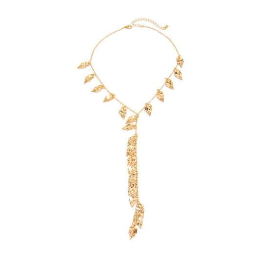 Y-vormige bladfranje hanger ketting
