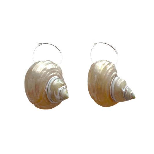 Eenvoudige natuurlijke schelpvormige franje oorbellen voor dames, Frans retro barok