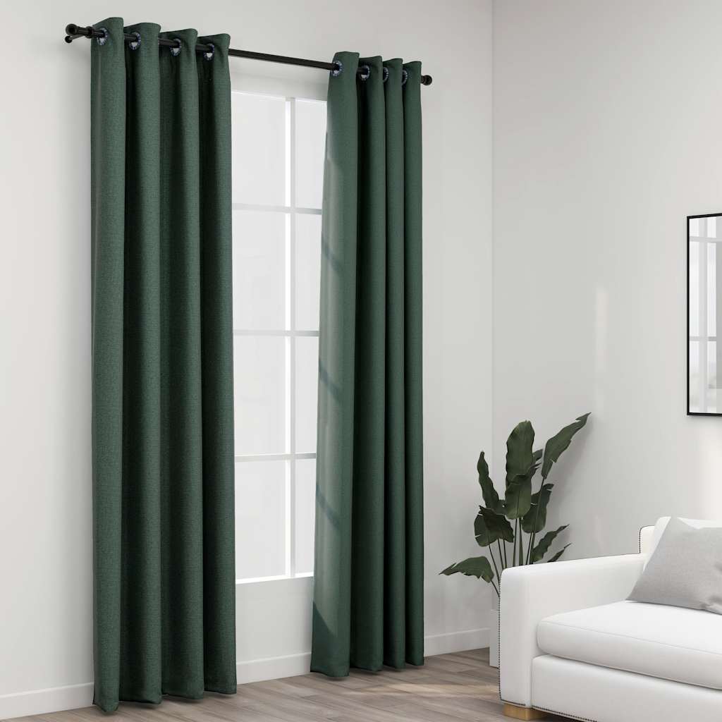blackout curtains with eyelets, linen look, 2 pieces. blackout curtains