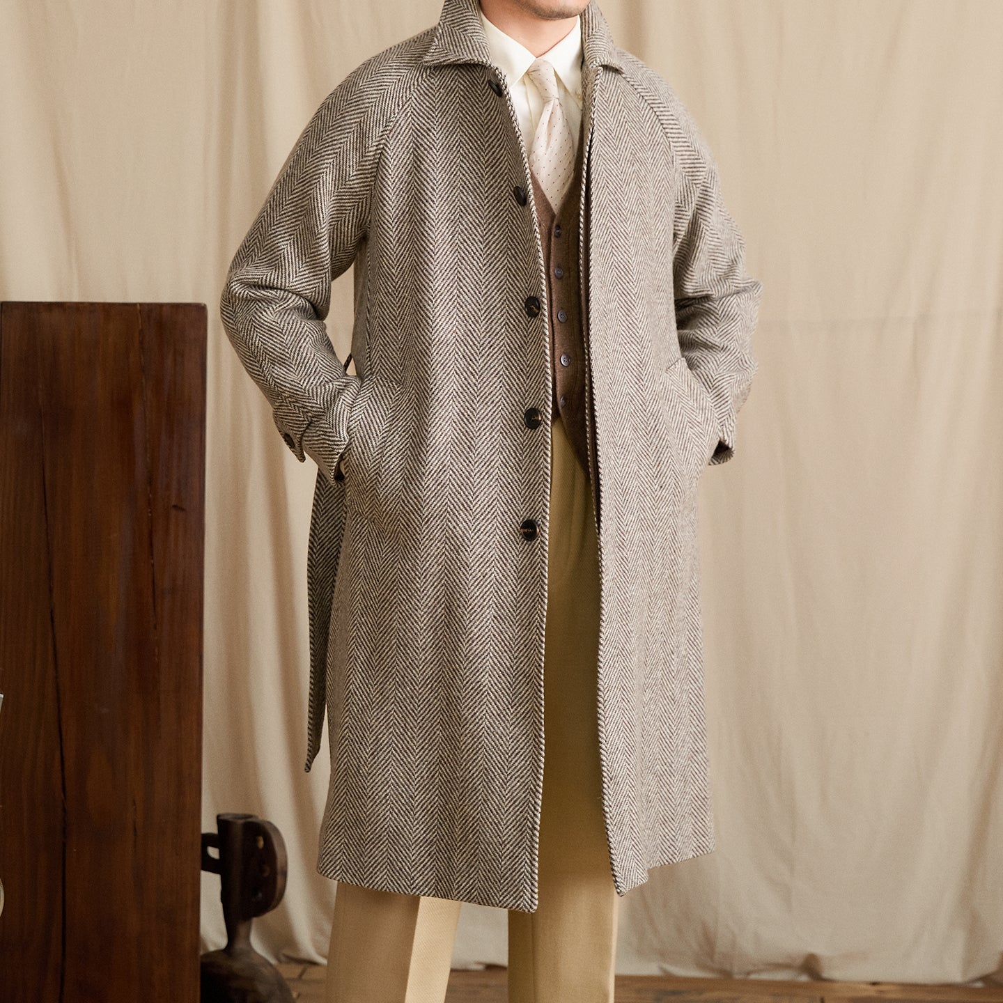 Elegant High-grade Mid-length Loose Lapel Wool Coat Woolen