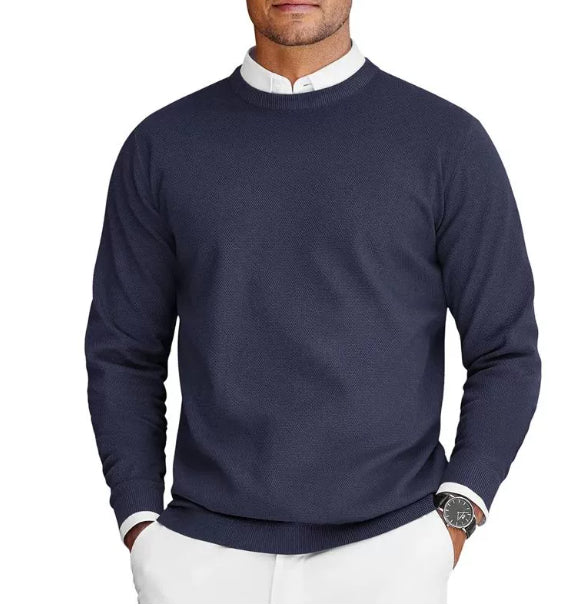 New Men's Round Neck Sweater Long Sleeve Knit