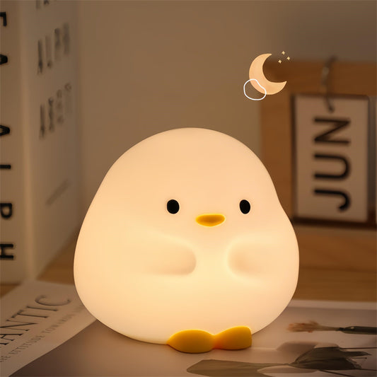Schattige eend LED nachtlamp cartoon siliconen USB oplaadbaar slaaplampje met aanraaksensor en timing voor slaapkamerbedlamp voor kinderen cadeau voor thuisdecoratie