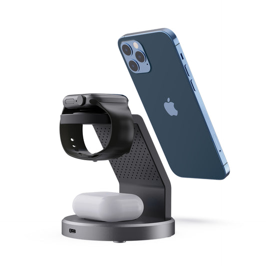 Multifunctionele draadloze oplader voor mobiele telefoon, horloge en headset