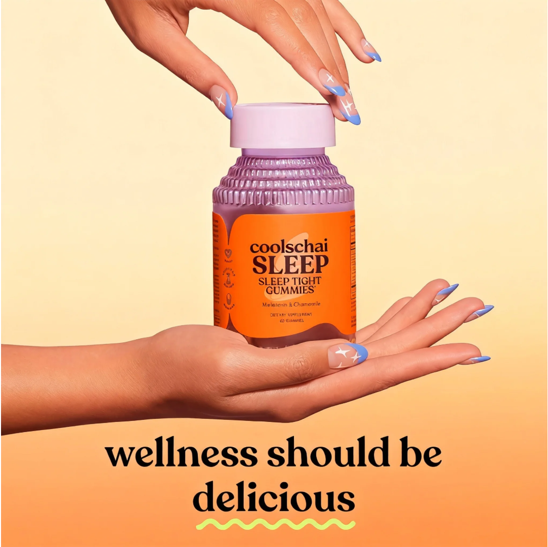 Coolschai Sleep Gummies with 5mg Melatonin, Elderberry, Magnesium, L-Theanine, Chamomile and Lavender, Drug-Free Nighttime Sleep Aid, Gluten Free, Gelatin Free, Non GMO, Berry Flavored (60 Count)