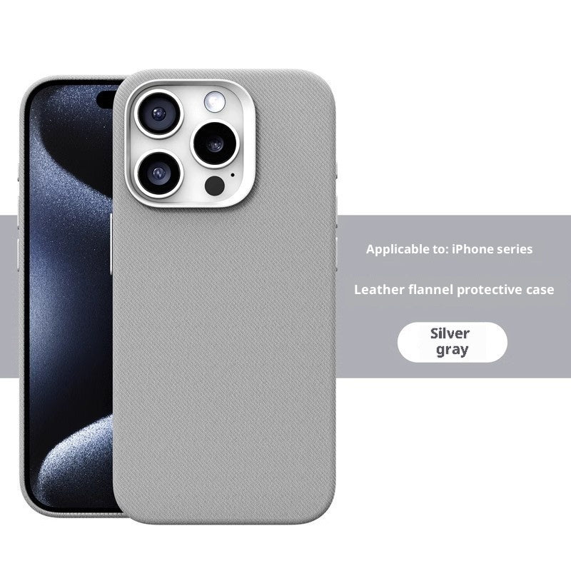 Custodia magnetica in pelle e tessuto di flanella per iPhone 17/Air/Pro/Promax