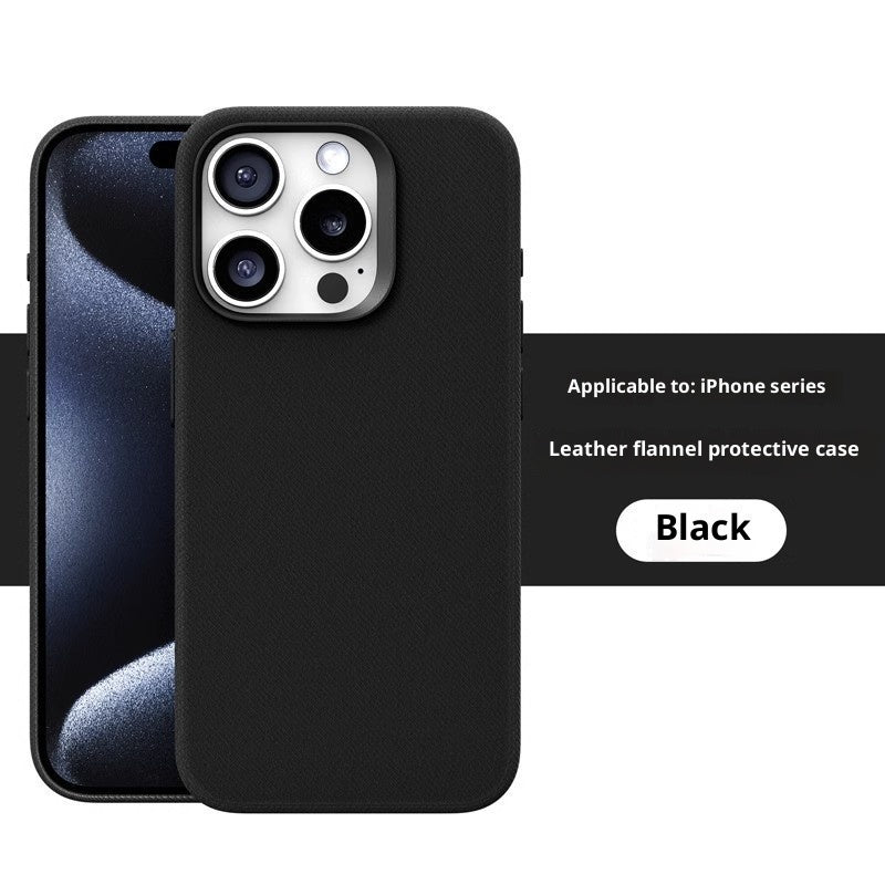 Custodia magnetica in pelle e tessuto di flanella per iPhone 17/Air/Pro/Promax