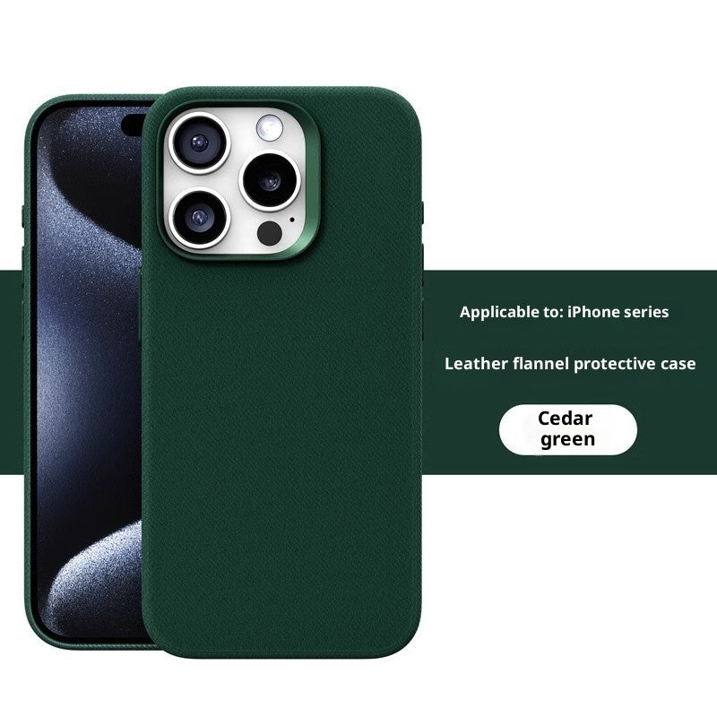 Custodia magnetica in pelle e tessuto di flanella per iPhone 17/Air/Pro/Promax