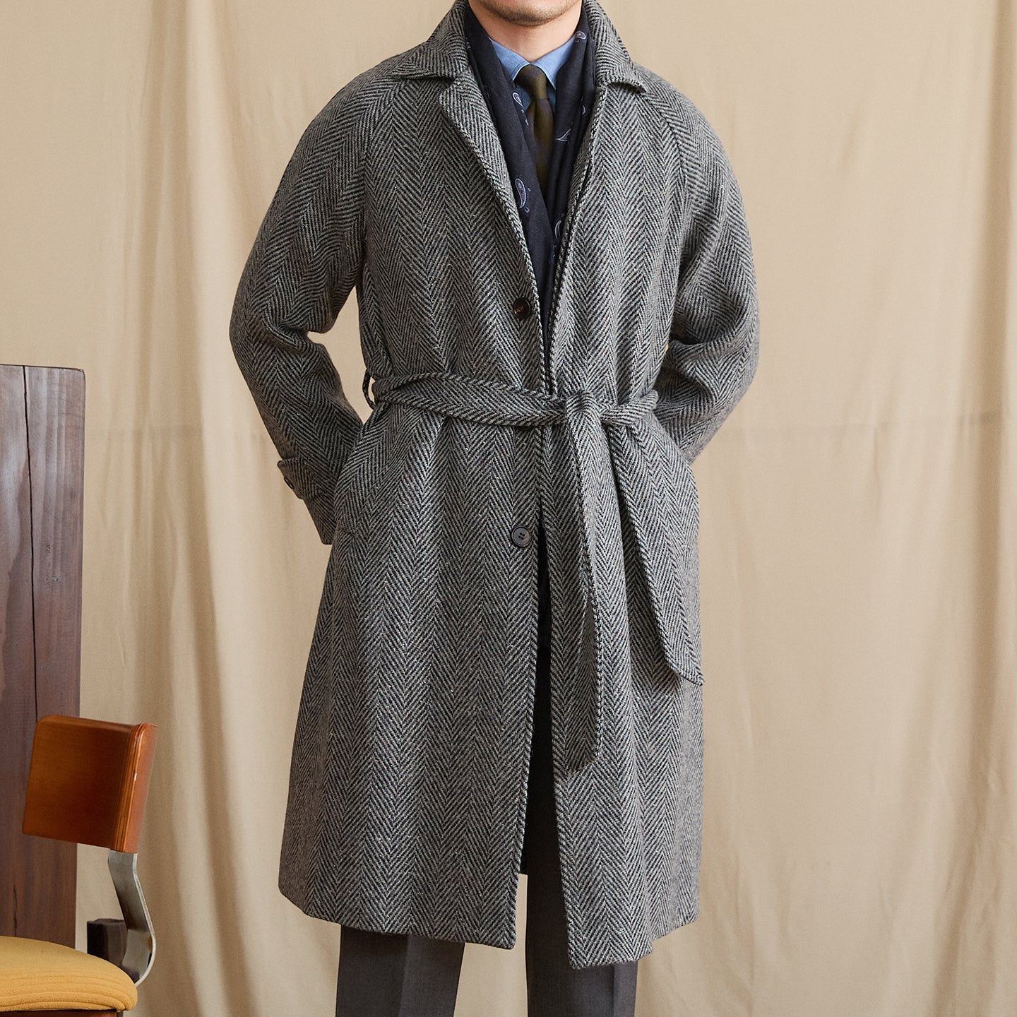 Elegant High-grade Mid-length Loose Lapel Wool Coat Woolen