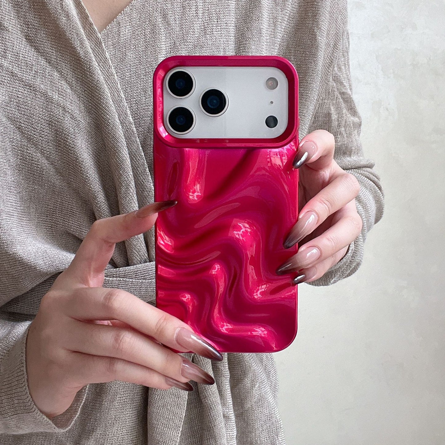 صدفة ناعمة ثلاثية الأبعاد بتصميم تموجات الماء على الطريقة الكورية