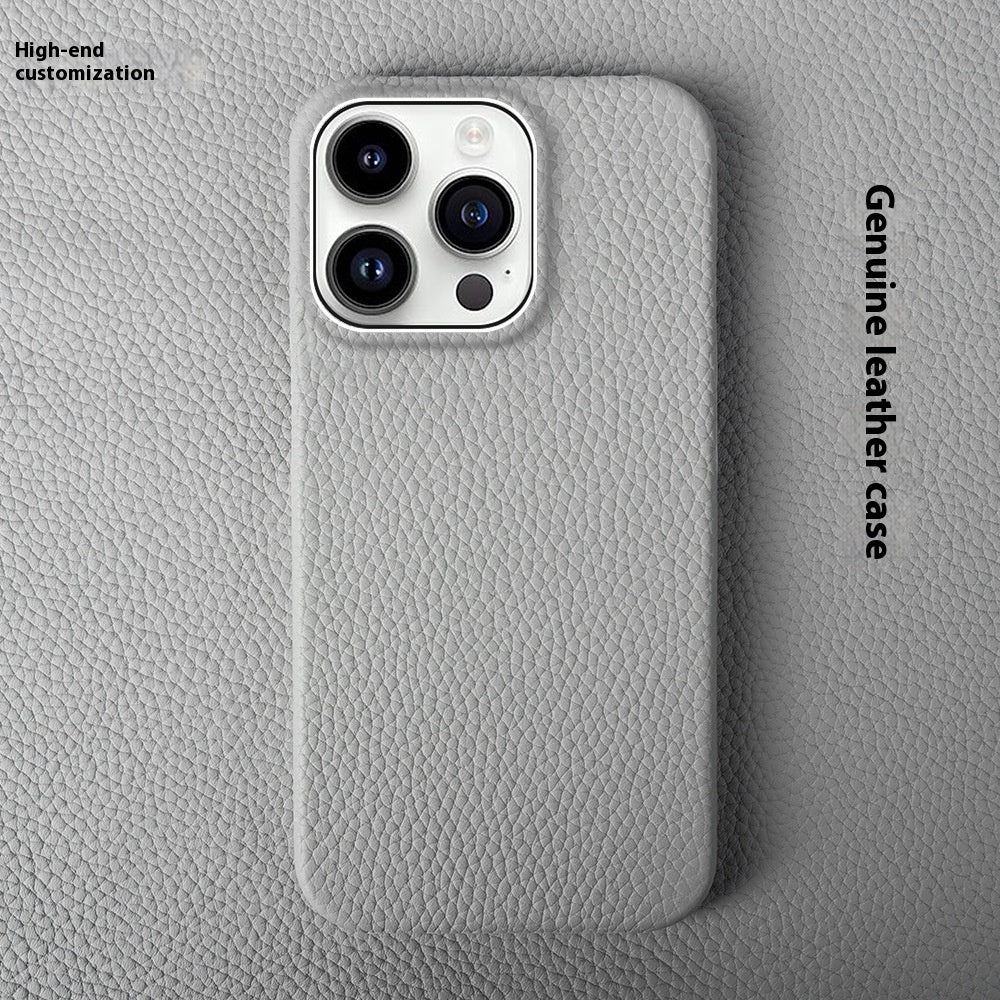 Simple Solid Color Leather Half Pack Phone Case