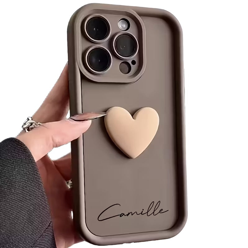 Simple And Stylish English Phone Case With 3D Heart