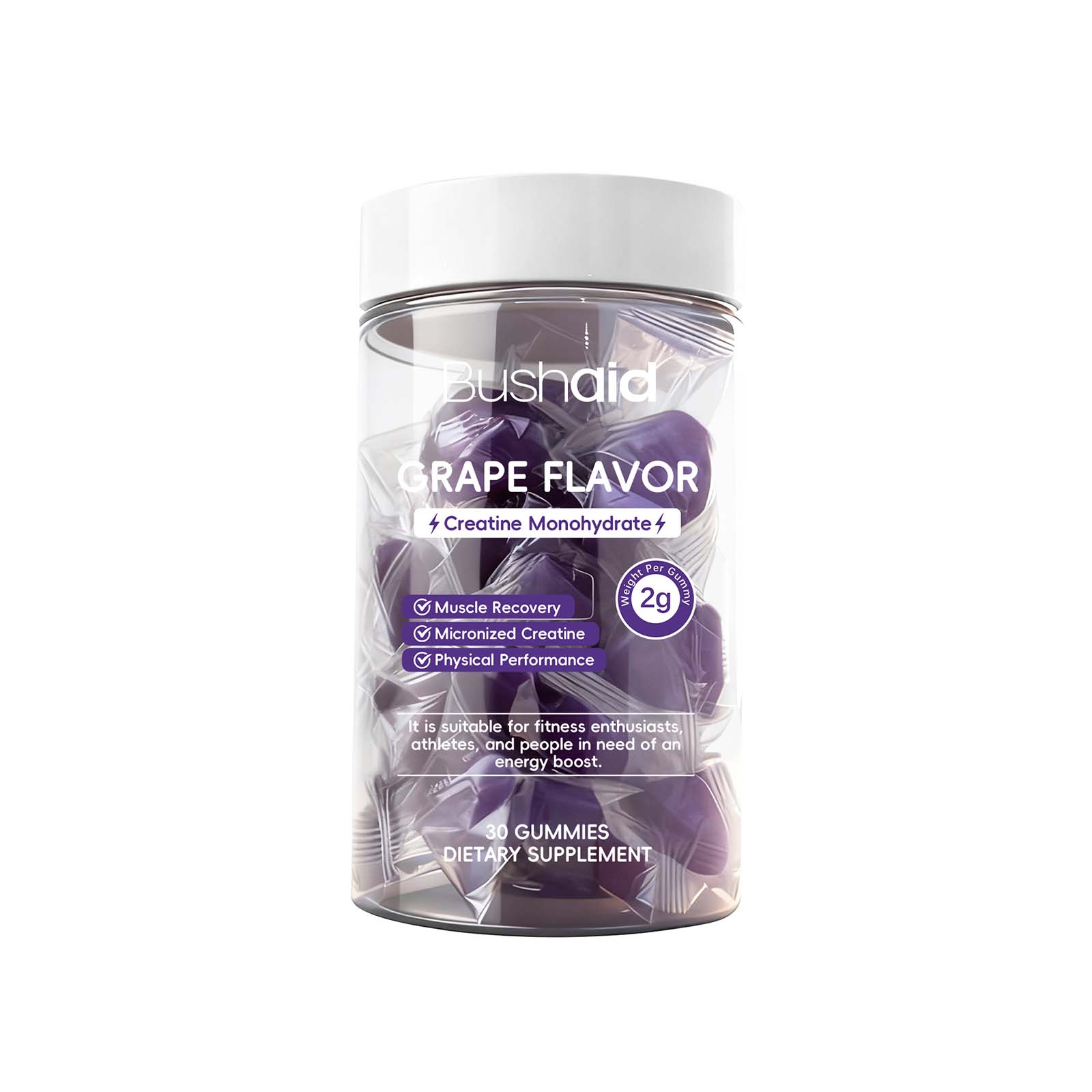 BushAid Creatine Soft Chews | Muscle Strength & Workout Duration Support 30 Count