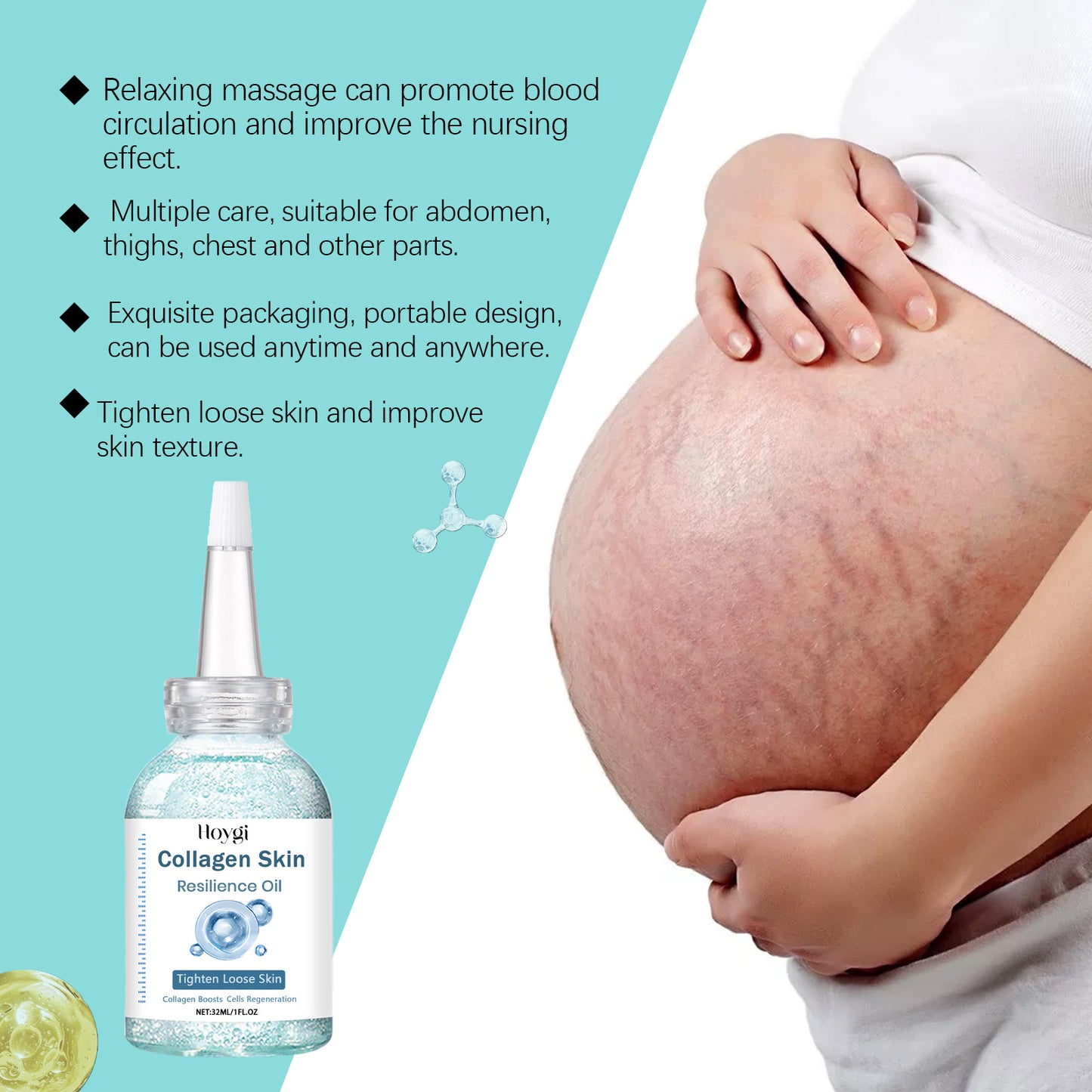 Hoygi Pregnancy Care Oil Postpartum Scars, Pregnancy Marks, Stretch Marks Repair, Nourishing, Smoothing Skin Body Care Oil