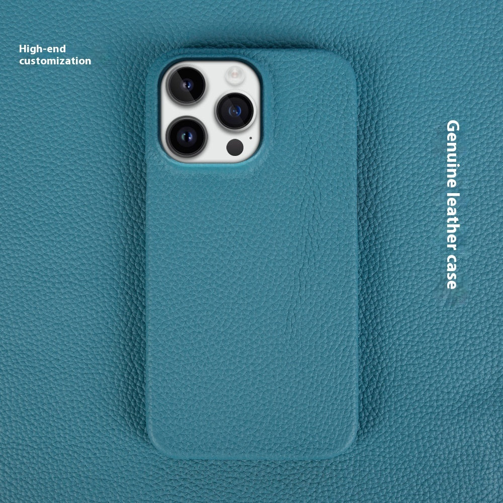 Simple Solid Color Leather Half Pack Phone Case