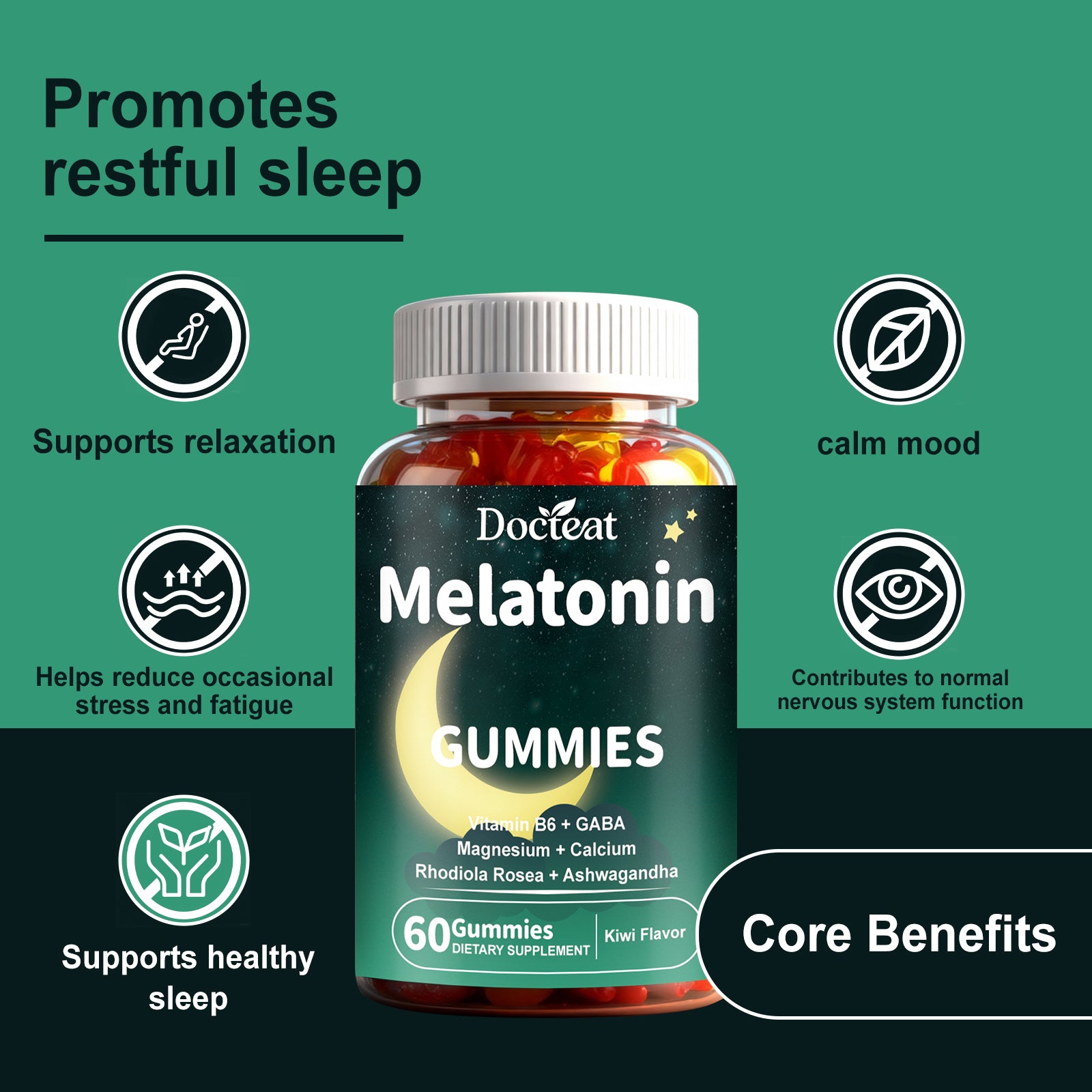 Docteat Daily Sleep Support Gummies - Gentle Regulation for Peaceful Sleep