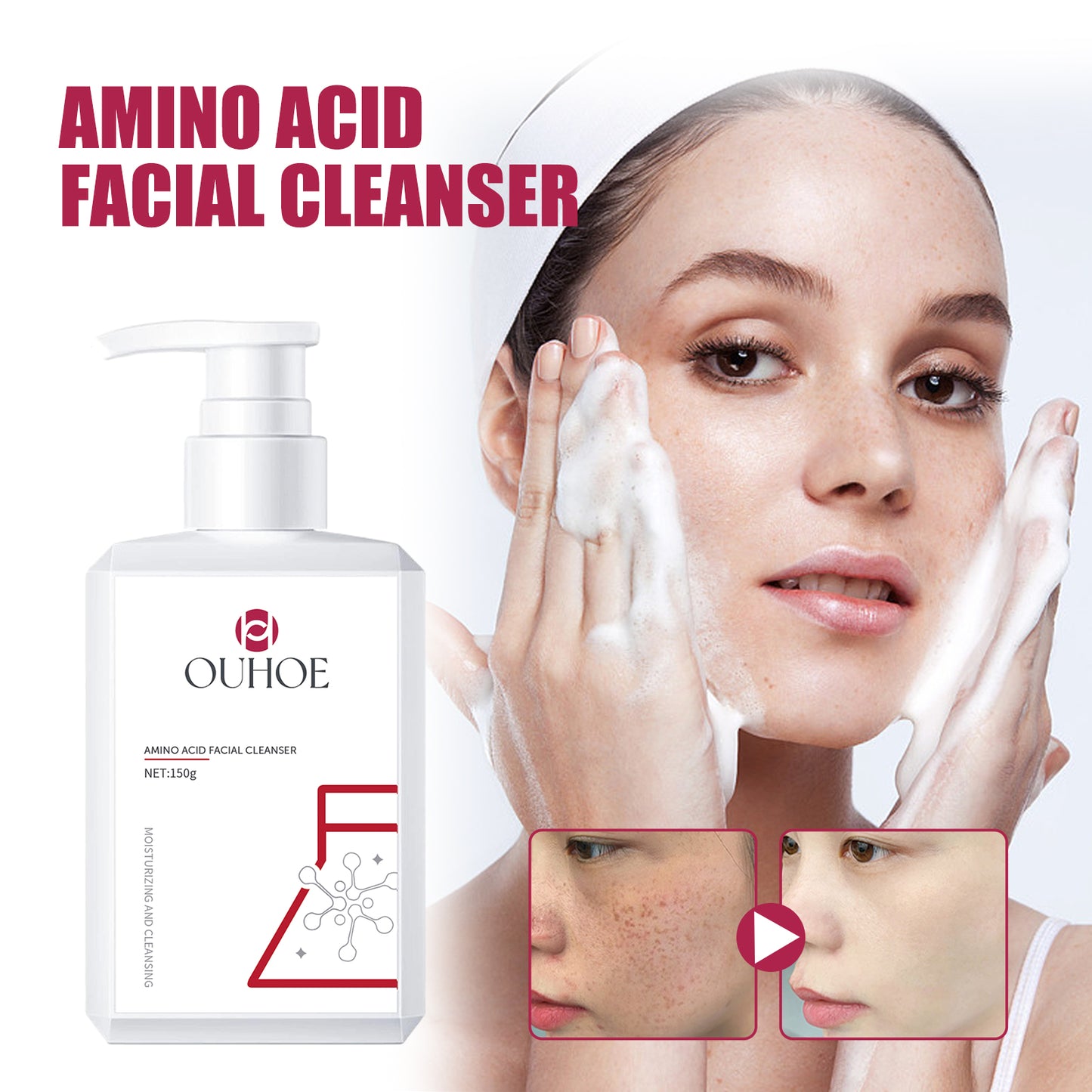 OUHOE Facial Cleanser Facial Cleansing Pore Moisturizing Moisturizing Soft Refreshing Firming Skin Facial Cleanser