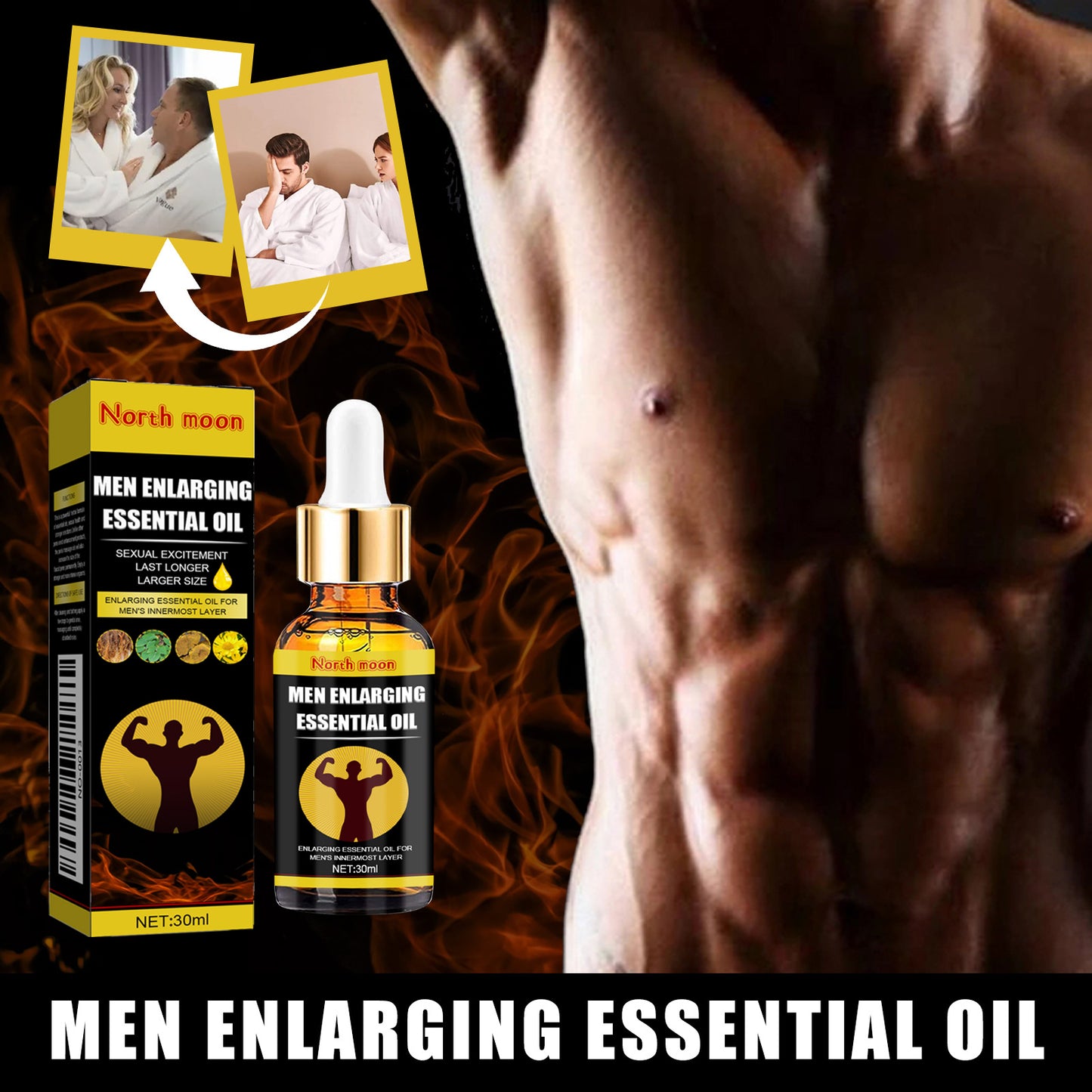 North Moon Men's Massage Essential Oil Men's Body Skin Moisturizing Massage Care Essential Oil