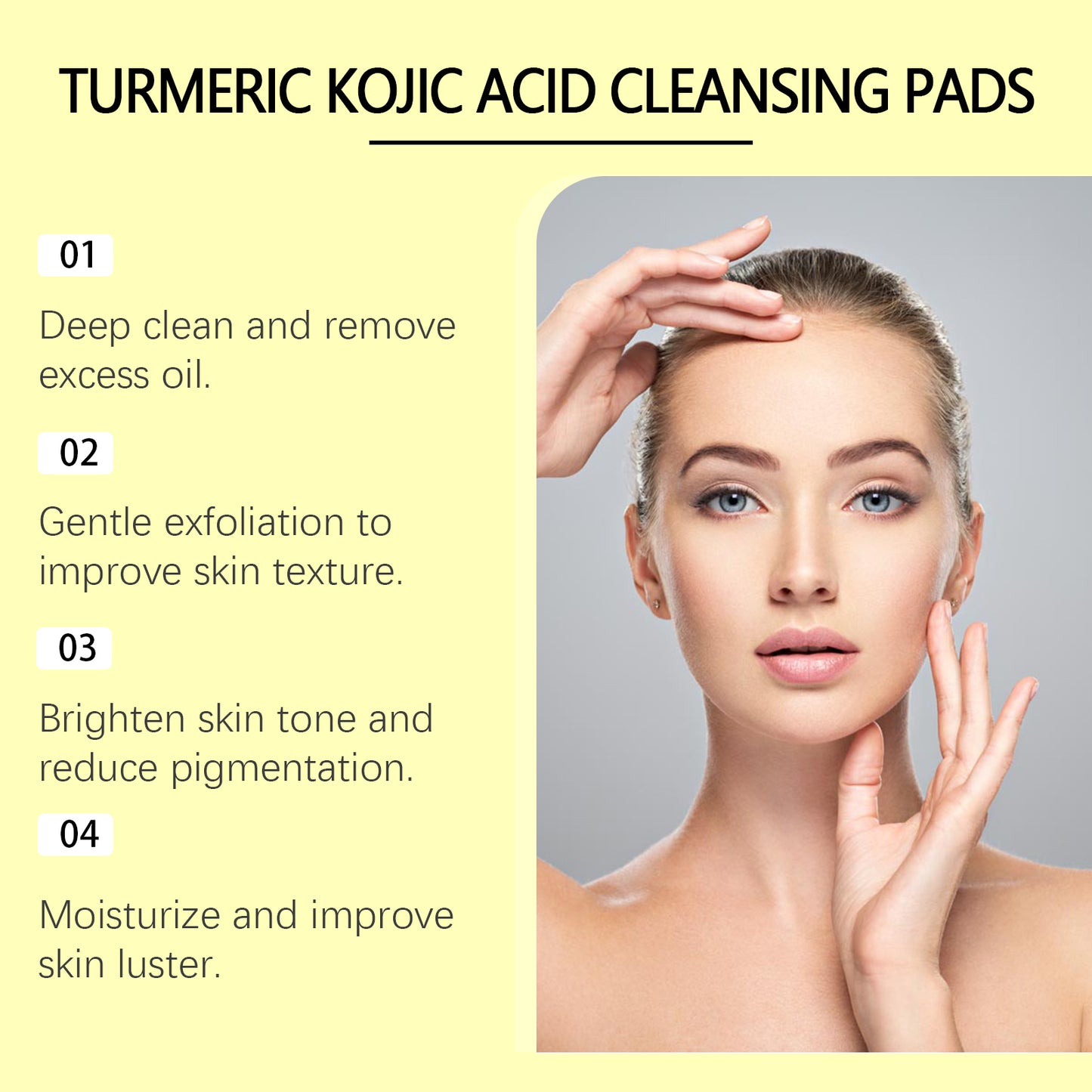Jaysuing Turmeric Kojic Acid Cleansing Pad Gentle Cleansing Facial Skin Pore Lightening Acne Spots Cleansing Pad