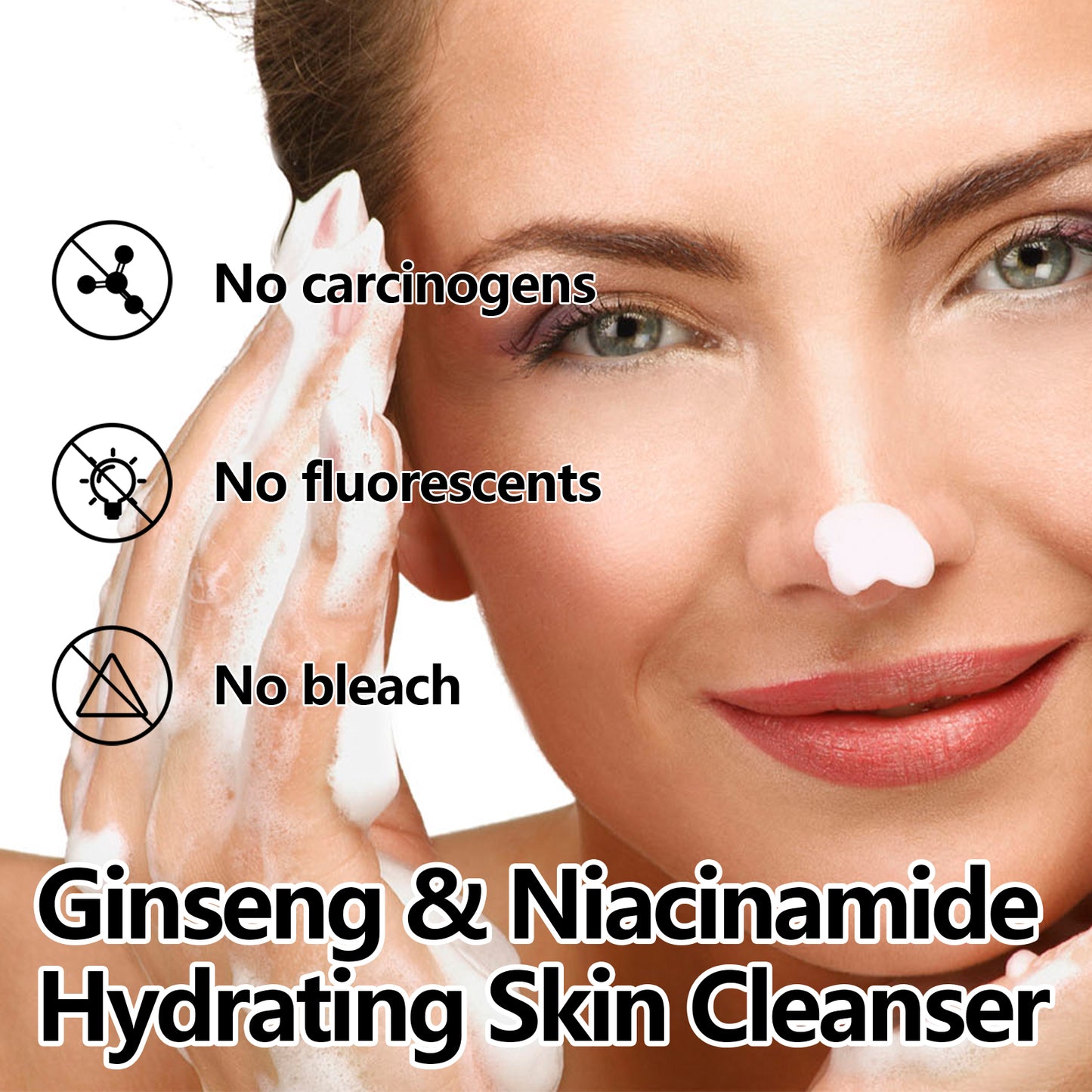 EELHOE Ginseng Facial Cleanser Gentle cleansing facial foam removes impurities, delicate and rich, moisturizing and easy to rinse off