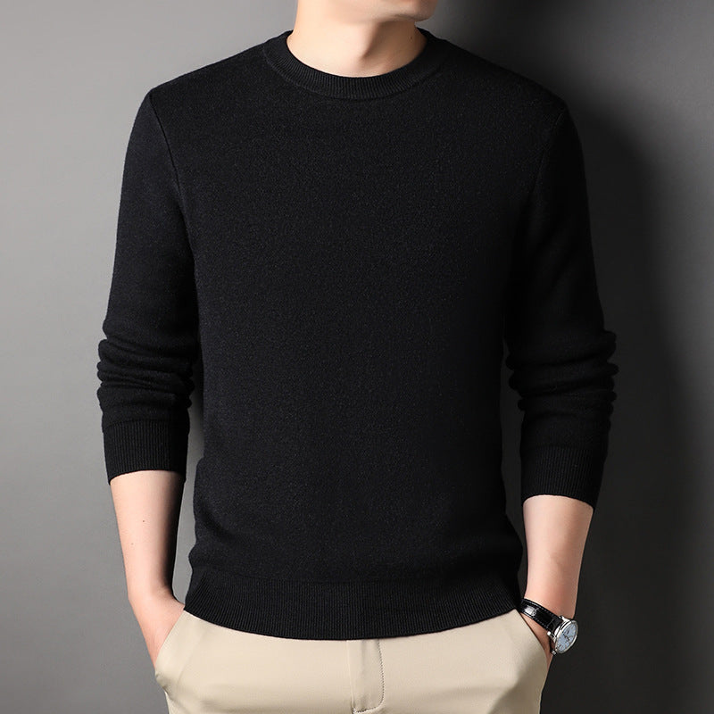 Autumn Solid Color Youth Men's Slim Fit Fashionable Business Round Neck Knitted Sweater