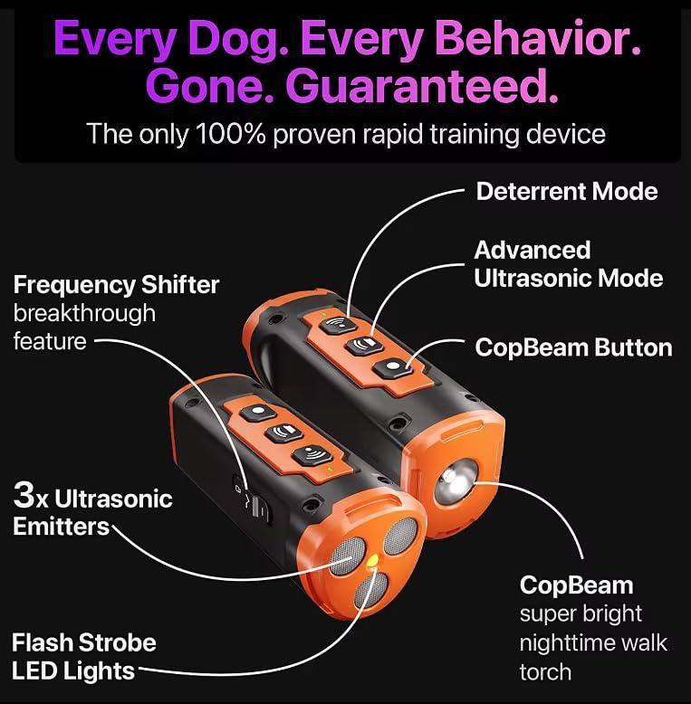 Dog Bark Deterrent Device Stops Bad Behavior, Professional Dog Training Tool, Anti Bark Device For Dogs,   Emitters 50ft Range For Dog Training,  To Bark Collar,Dog Training Collar