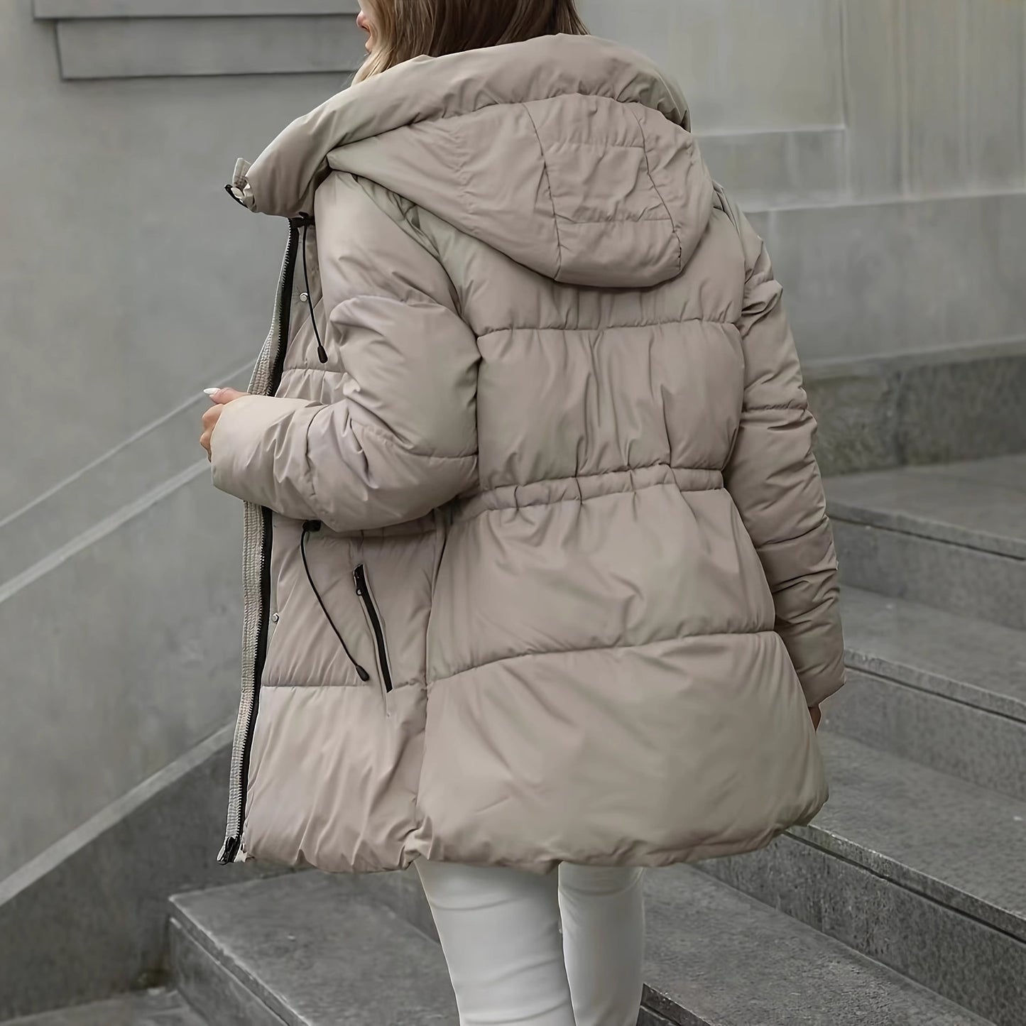 Mid-length Hooded Cotton Coat With Thickening And Slimming Effect