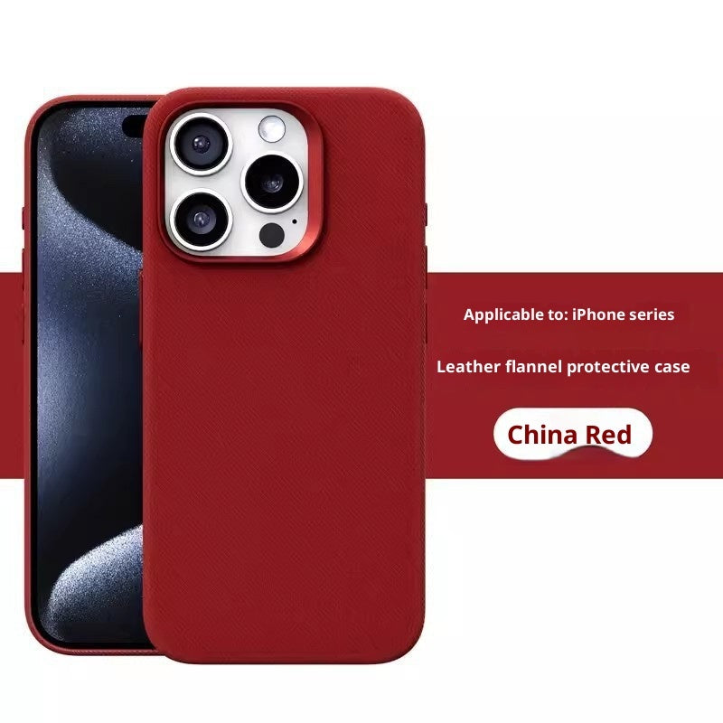 Custodia magnetica in pelle e tessuto di flanella per iPhone 17/Air/Pro/Promax