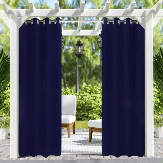 50inch X 96inch Outdoor Curtains Front Porch Curtain Grommet For Porch Balcony Pergola Gazebo Dark Blue