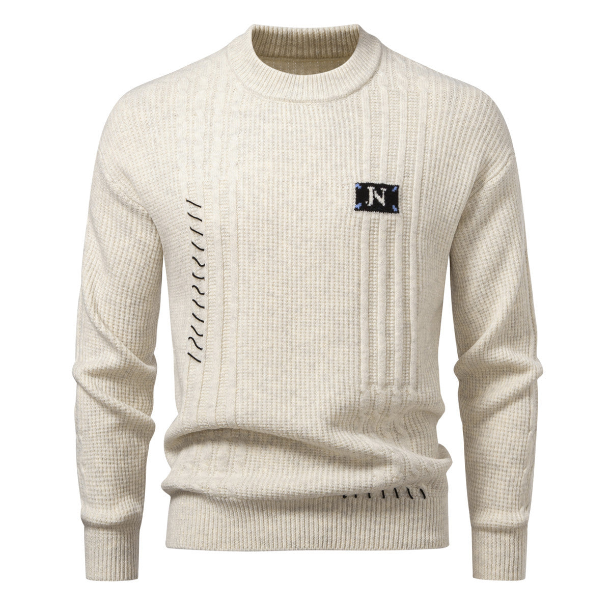 Simple Men's Solid Color Pullover Sweater