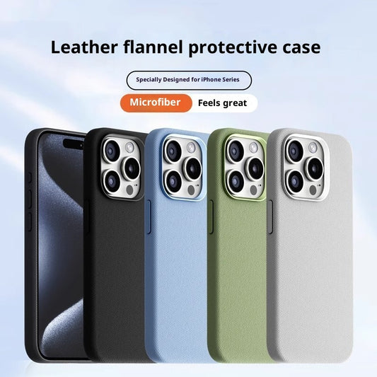 Leather Flannel Fabric Magnetic Phone Case for iphone 17/air/pro/promax