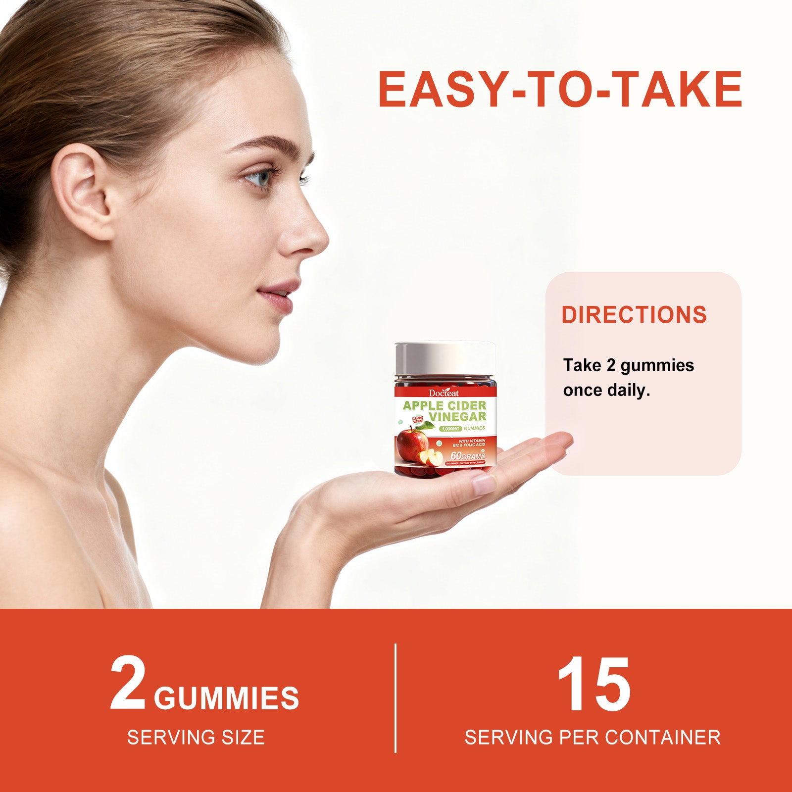 Docteat Apple Cider Vinegar Gummies - Boost Energy & Metabolism Daily