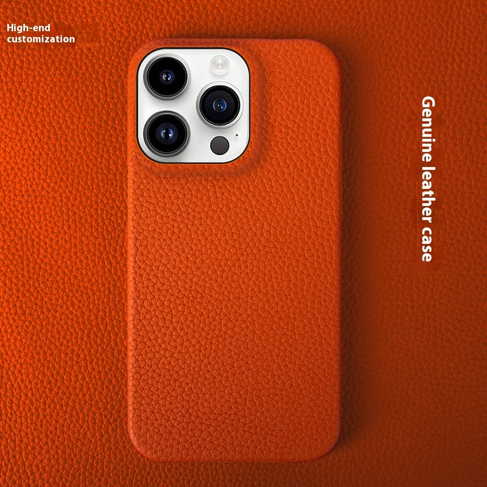 Simple Solid Color Leather Half Pack Phone Case