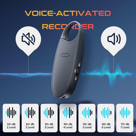 Digital Voice Activated Recorder With Playback, 4-in-1 Mini Magnetic Keychain Audio Recorder With AI Noise Cancelling, Small Voice Device For Lectures, Meetings