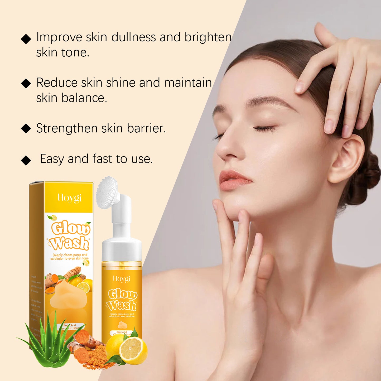 Hoygi Turmeric Facial Cleanser Gentle cleansing pore improvement skin texture moisturizing non-tightening facial cleanser