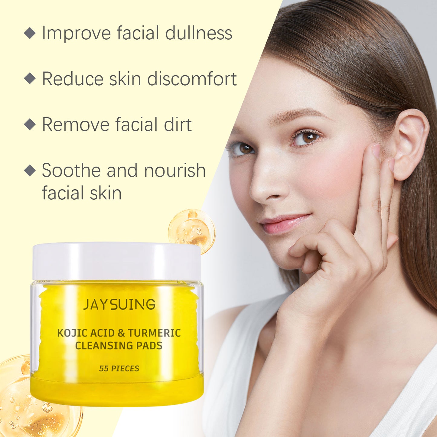 Jaysuing Turmeric Cleaning Pad Gentle cleansing, repairing dull skin, hydrating, nourishing, and brightening complexion