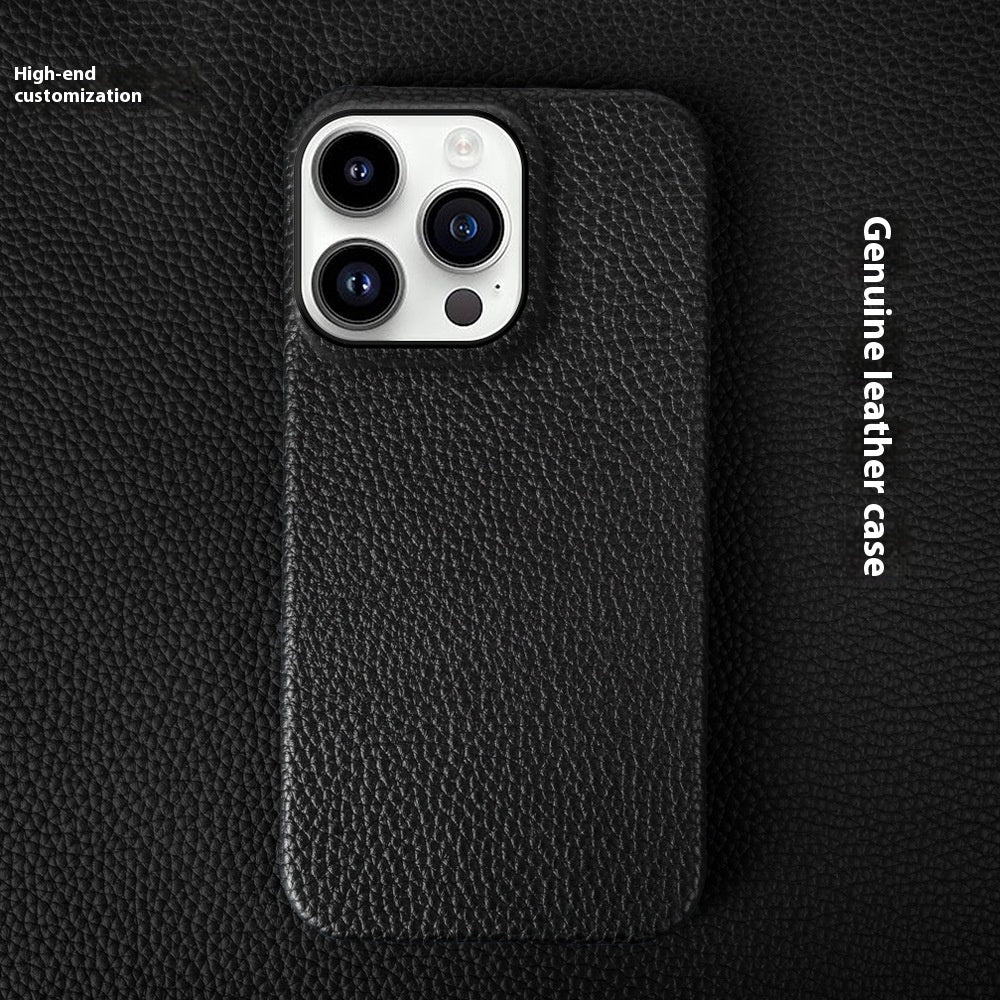 Simple Solid Color Leather Half Pack Phone Case