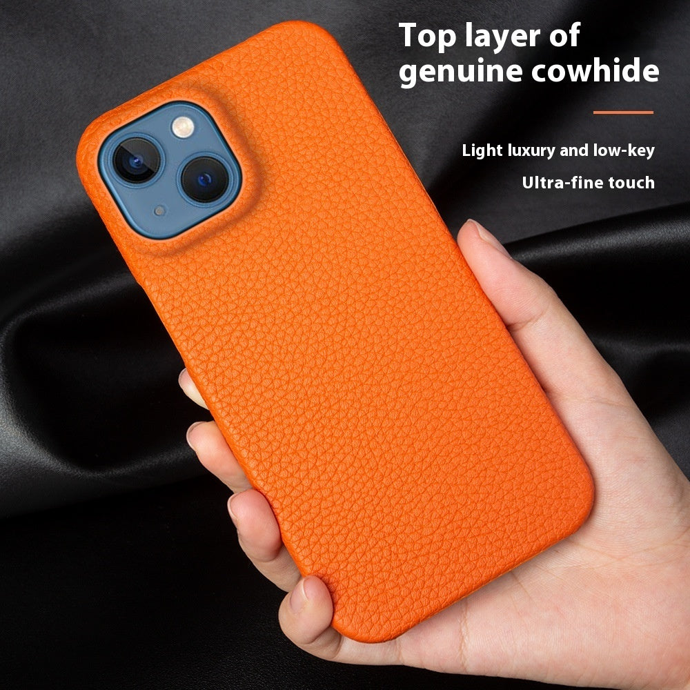 Simple Solid Color Leather Half Pack Phone Case