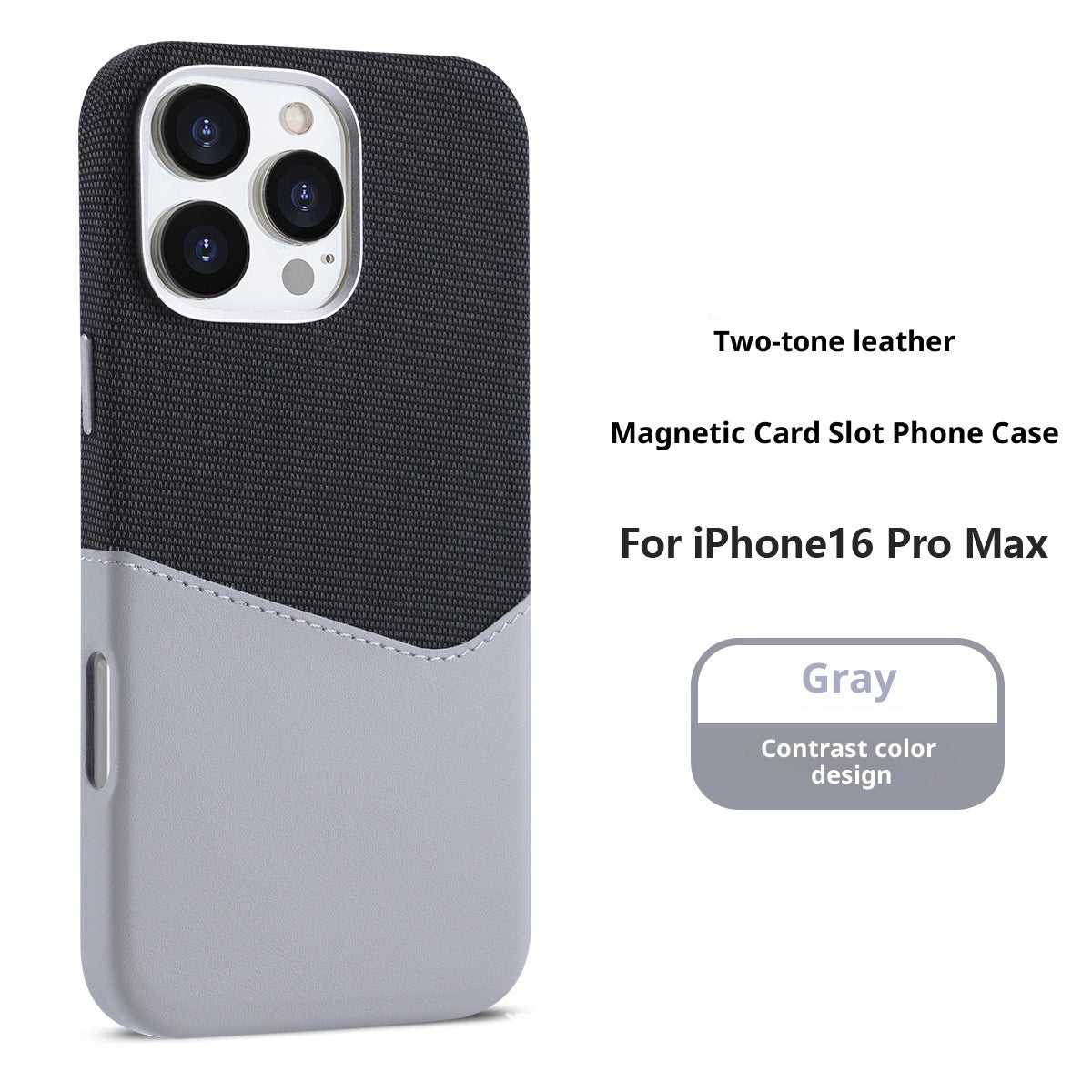 Suitable For 17promax Phone Case Cloth Pattern Stitching Color Leather Magnetic Suction