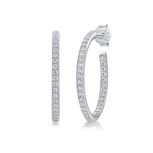 Ribbon - Set With Top-quality Moissanite S925, Silver And Platinum-plated Stud Earrings, A Fashionable And Trendy Accessory That Can Be Tested With A Diamond Pen